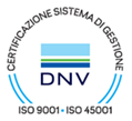 Marchio di certificazione DNV — Sistema di Gestione ISO 9001 e ISO 45001